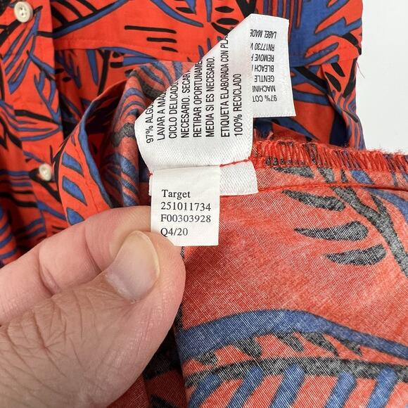 ALEXIS x TARGET Size Small Tropical Leaf Stretch Midi Pleated Shirtdress Pockets - Picture 13 of 13